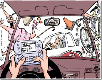 texting while driving cartoon