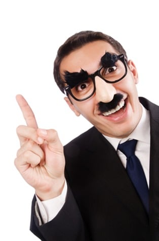 Funny businessman with eyebrows and moustache