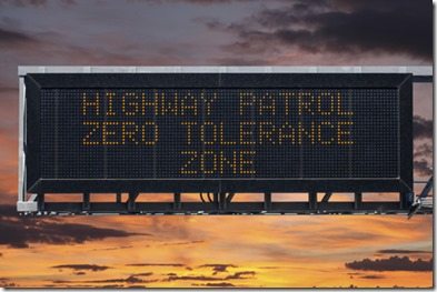 Zero Tolerance Area Sign Sunset